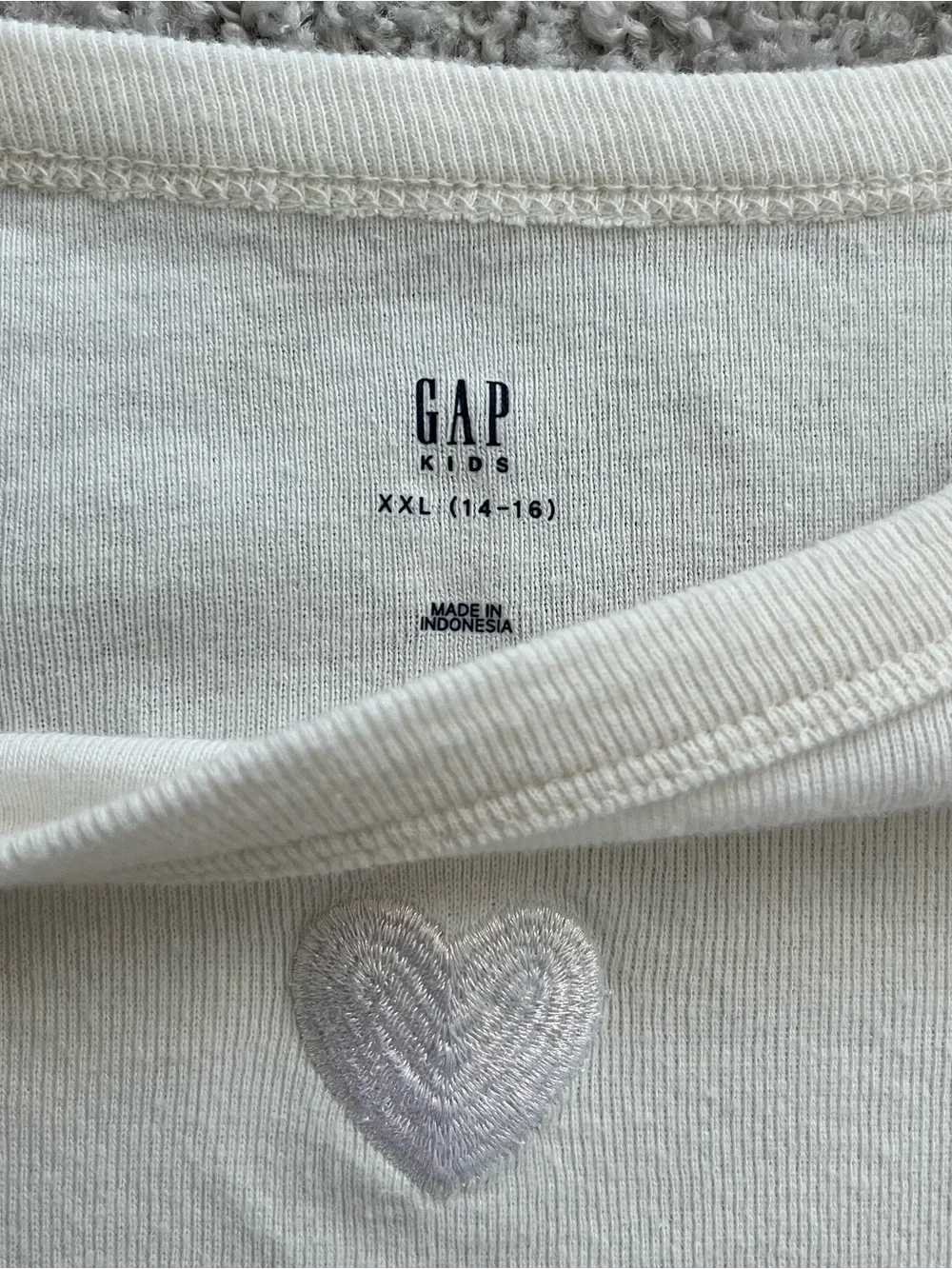GAP Cotton Cream Long-Sleeve Shirt with Small Heart Accent